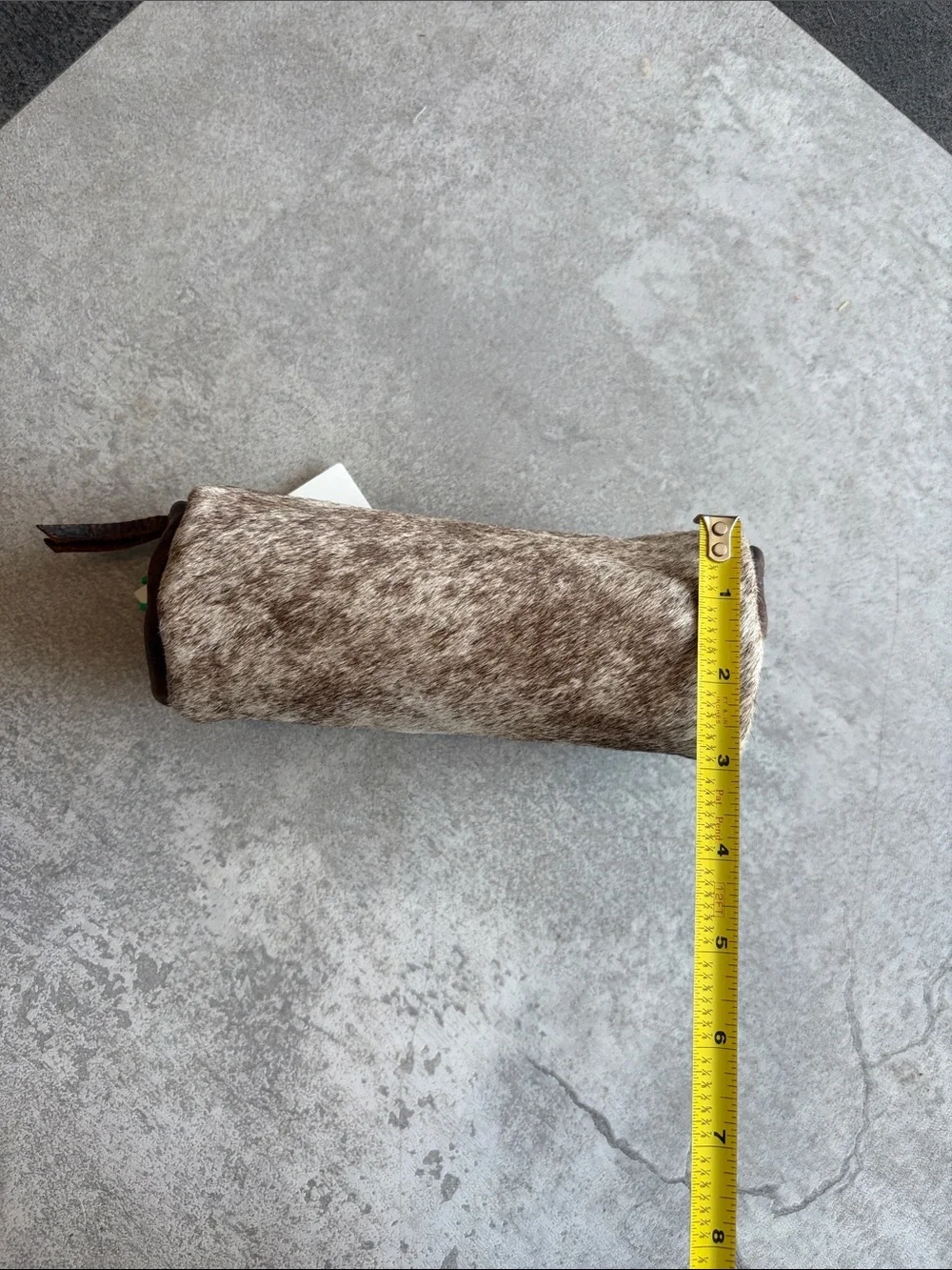 Canoe Luxurious Brown Fur and Leather Zippered Pouch